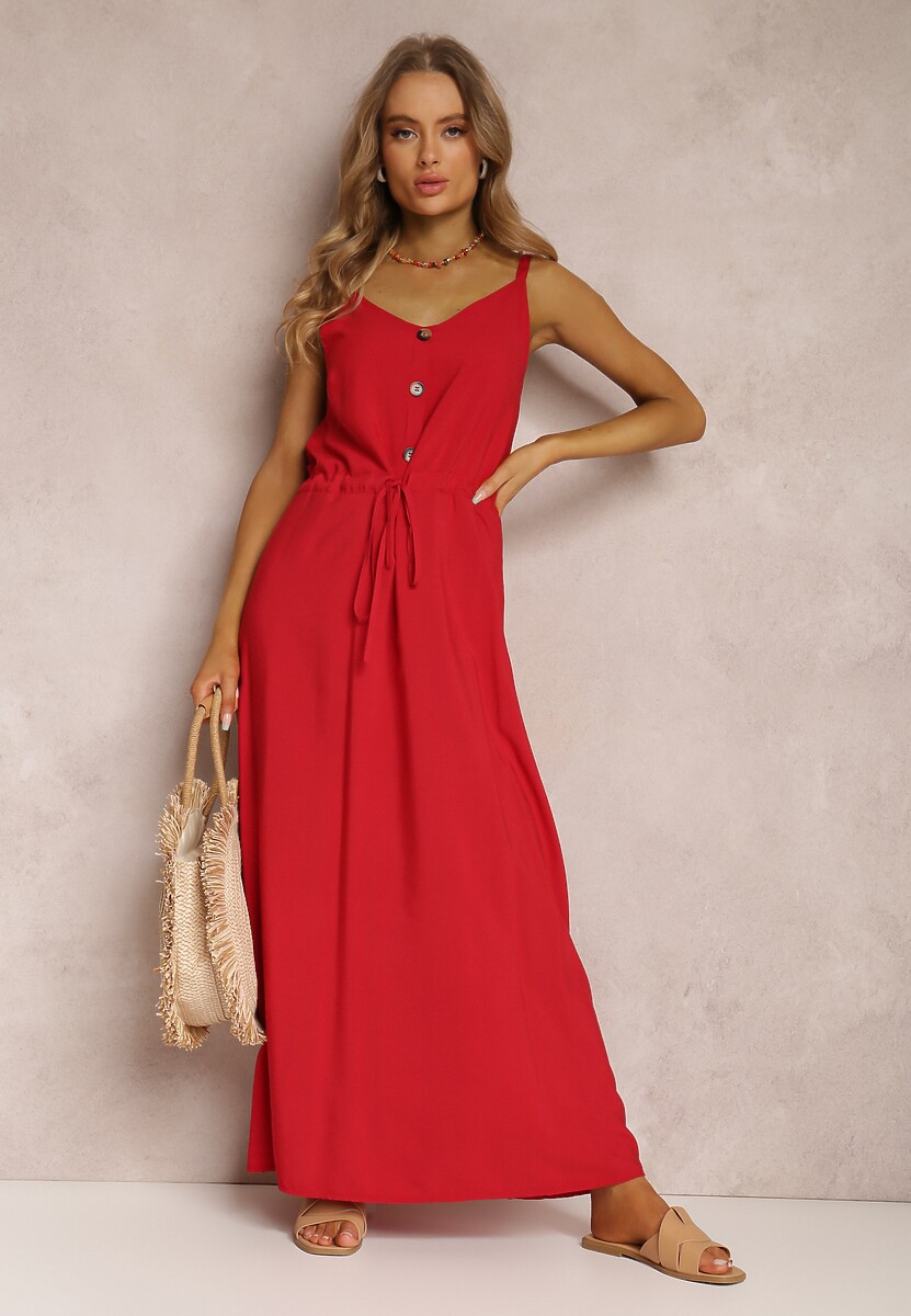 Bordowa Sukienka z Wiskozy Kena