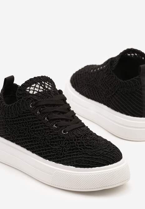 Czarne Siateczkowe Sneakersy Typu Tenisówki Sunalie