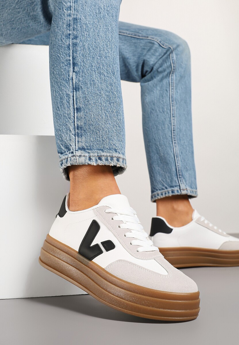 Beżowe Panterkowe Sneakersy na Kauczukowej Podeszwie Ellirielle