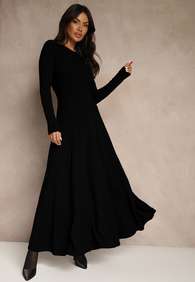 Brązowa Rozkloszowana Sukienka z Bawełny Tusmala