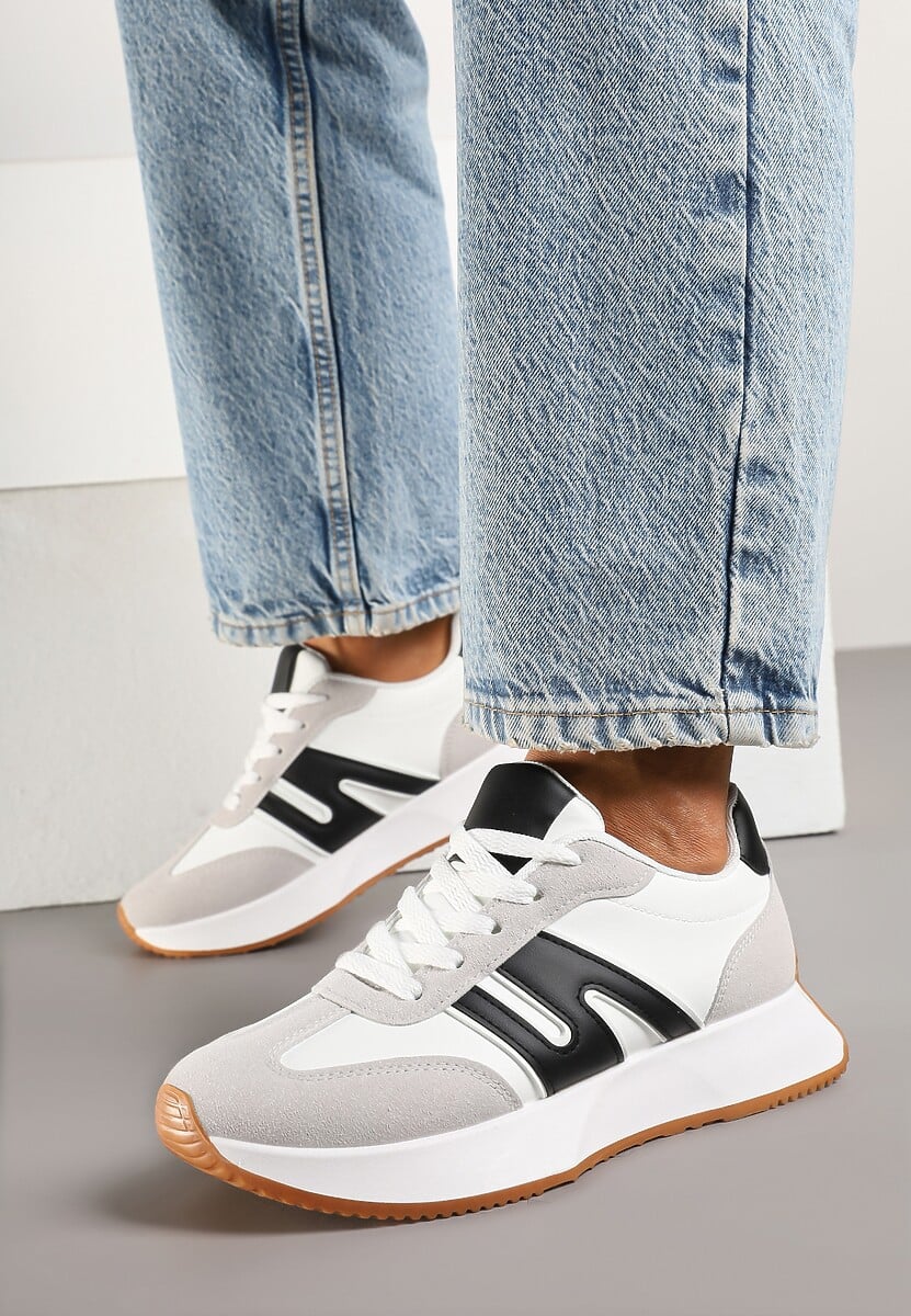 Biało-Czarne Sneakersy Ozdobione Geometrycznym Motywem Dalvisa