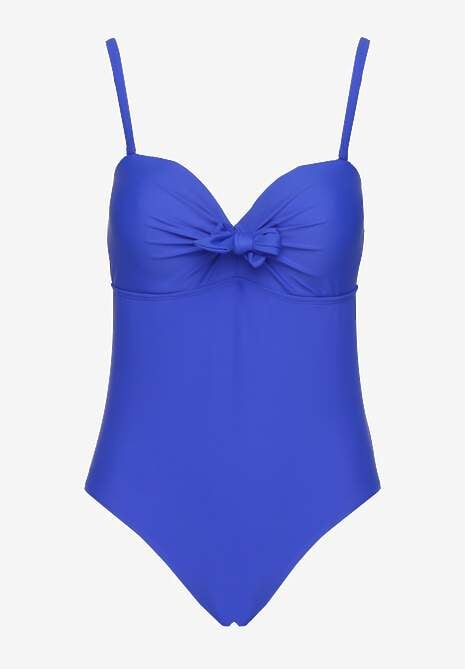 Niebieski Strój Kąpielowy z Ozdobnym Wiązaniem Temelea
