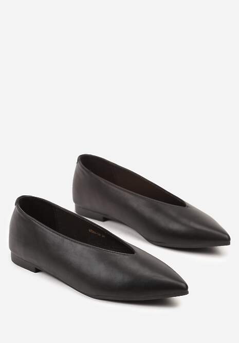 Czarne Balerinki Vices z Wkładką ze Skóry Naturalnej w Klasycznym Stylu Nalivee