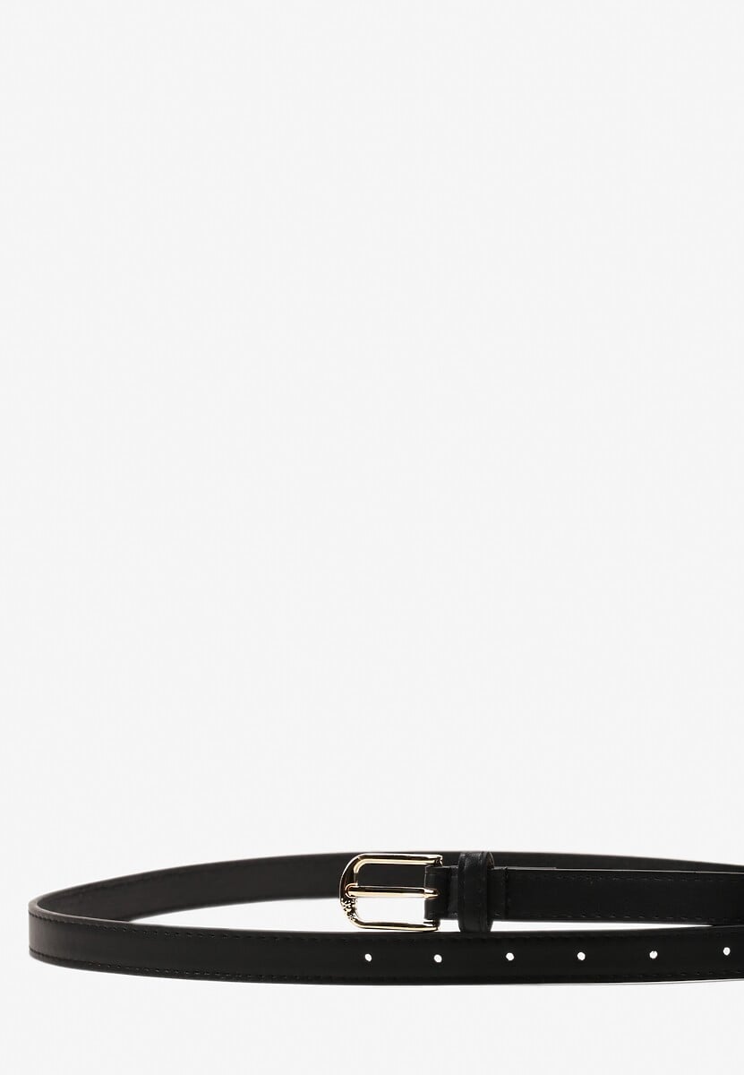 Czarny Cienki Pasek Zapinany na Półokrągłą Sprzączkę Ranilesa