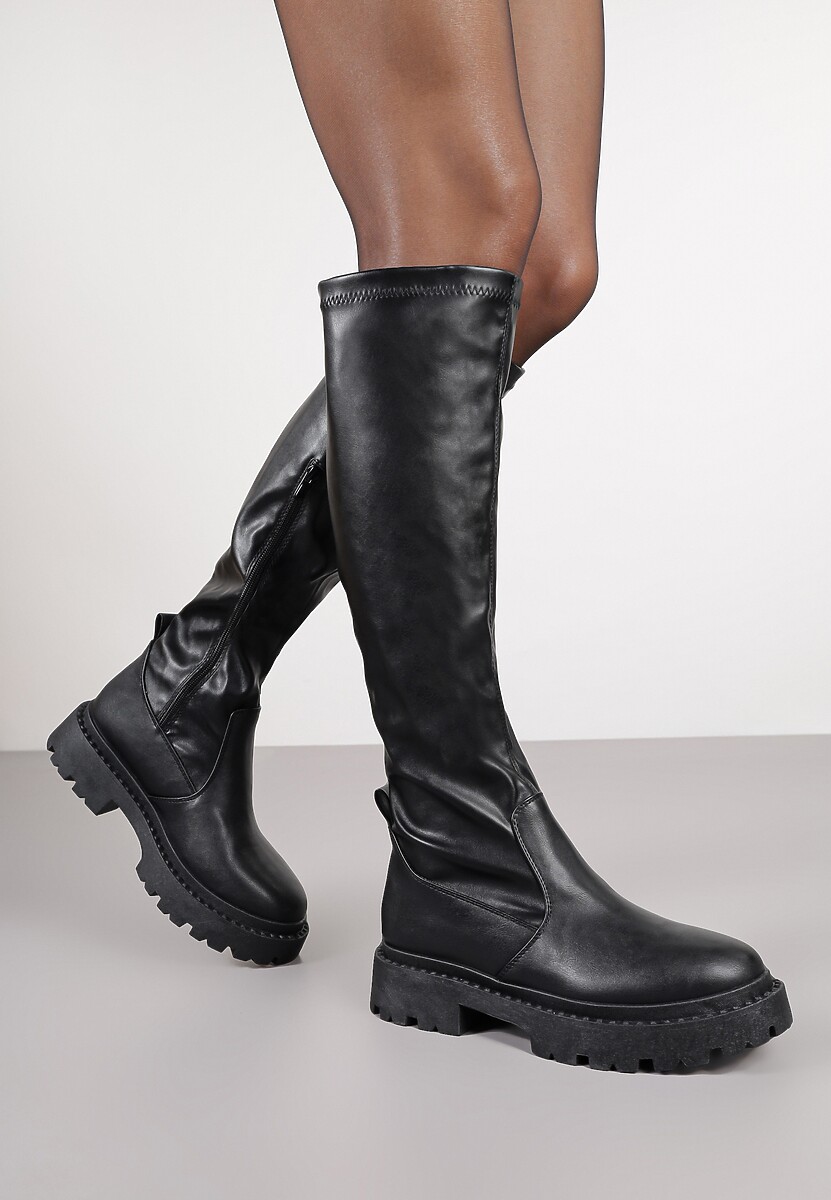 Czarne Kozaki Vices z Przylegającą Cholewką w Klasycznym Stylu Olexina