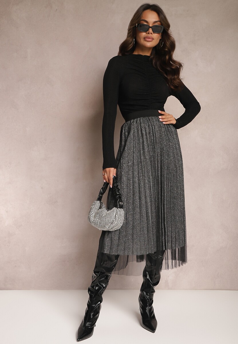 Czarno-Srebrna Spódnica Voloelle