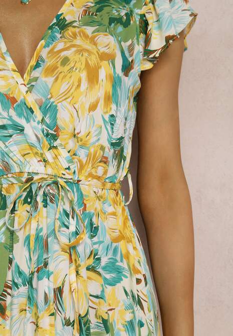 Zielono-Beżowa Sukienka Fionowen