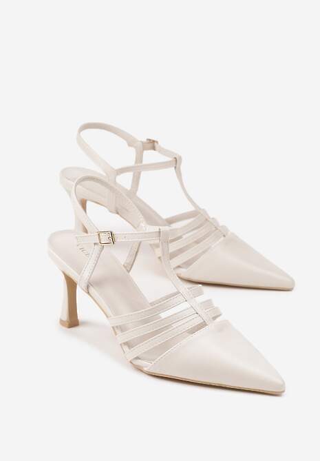 Jasnobeżowe Sandały Vices na Obcasie Typu Szpilka Tirenella