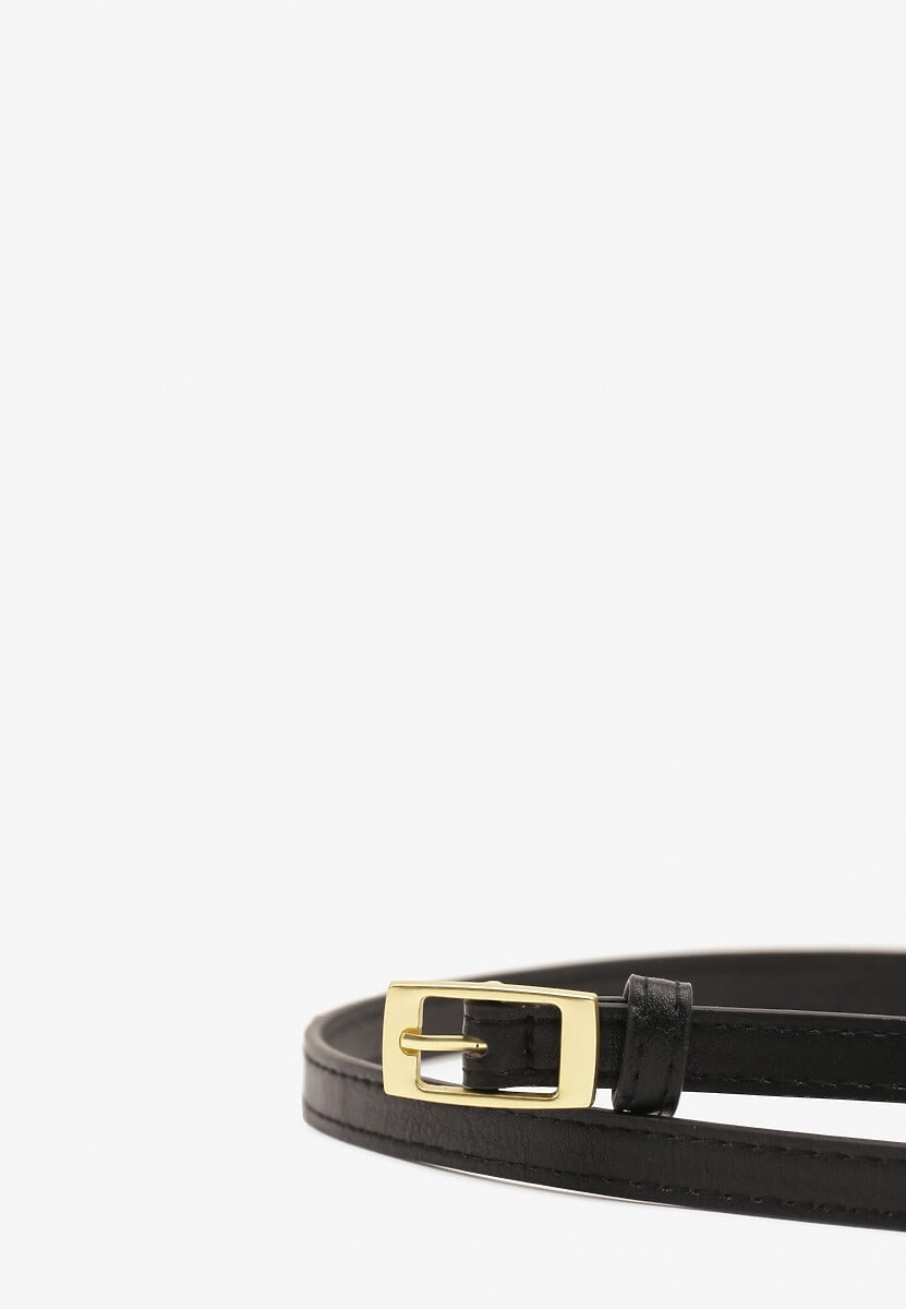 Czarny Pasek Cienki z Prostokątną Klamrą Voreyna