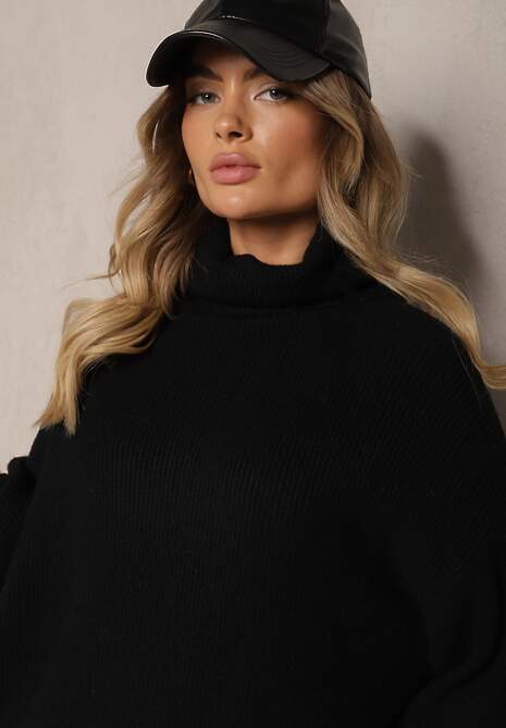 Czarny Golf z Domieszką Wiskozy i Kaszmiru Azivara