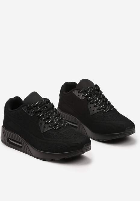 Czarne Sznurowane Sneakersy na Air Podeszwie Azorilda