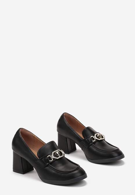 Czarne Półbuty na Słupku z Klamerką w Cyrkonie Isoldena