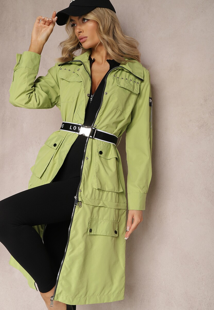 Zielony Płaszcz z Regulacją Długości Aavya
