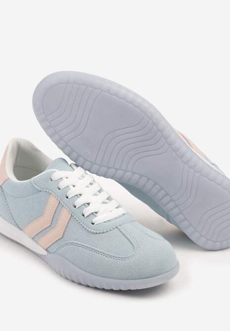 Niebieskie Sneakersy w Stylu Tenisówek z Paskami na Boku Cholewki Aitoria
