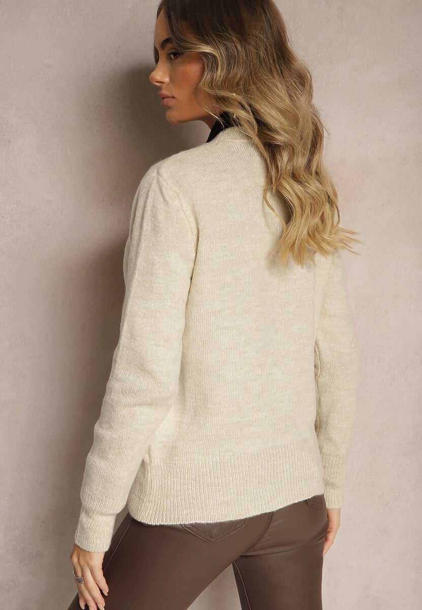 Beżowy Klasyczny Sweter Porttina