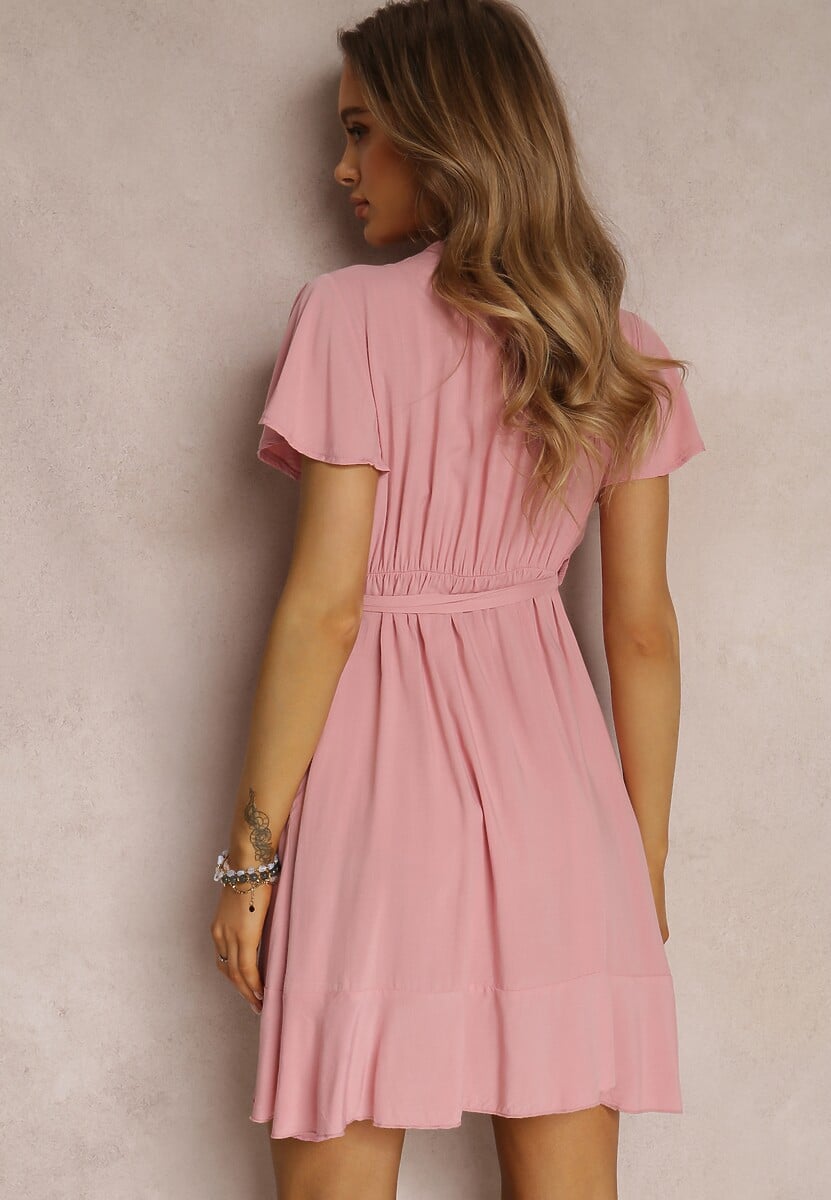 Różowa Sukienka z Wiskozy Amathomela