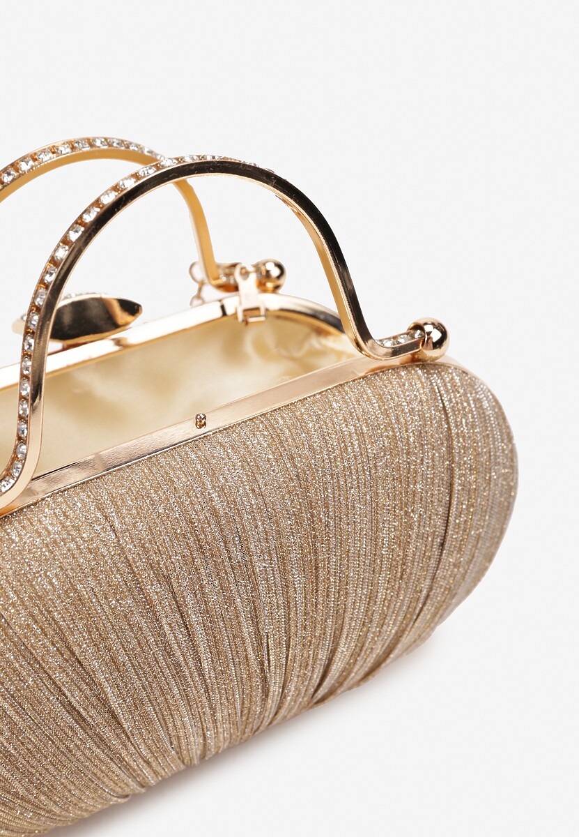 Złota Połyskująca Torebka Kopertówka z Brokatem Olizja