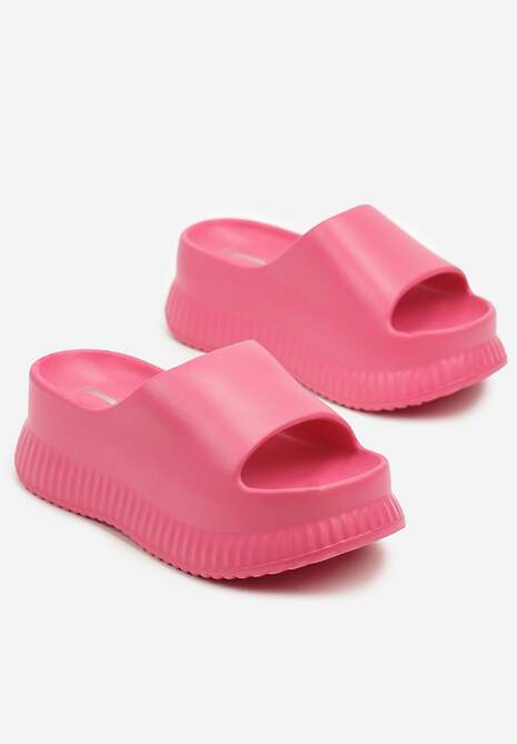 Fuksjowe Klapki z Pianki na Tłoczonej Platformie Hasalle