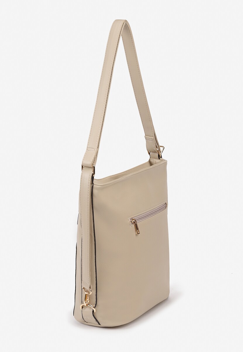 Beżowa Torebka na Rączce z Suwakami Sunalia