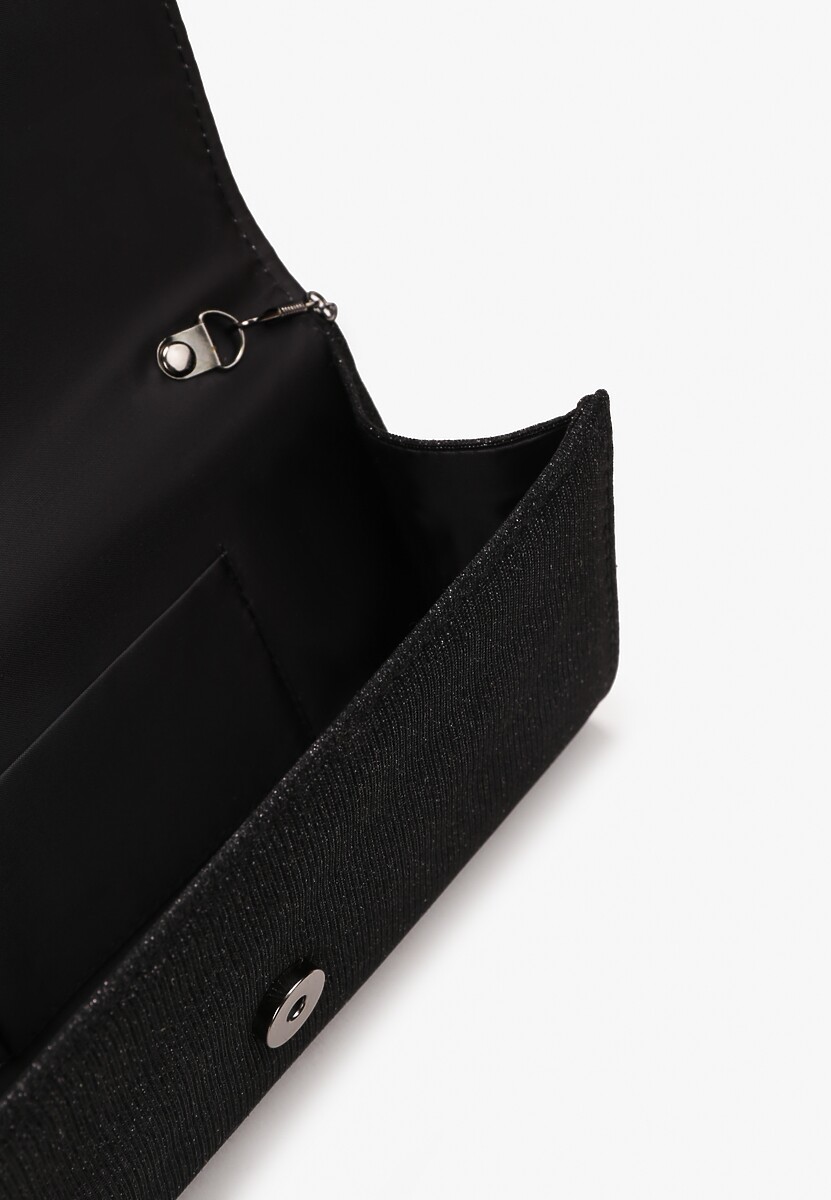 Czarna Brokatowa Torebka Kopertówka z Łańcuszkiem Bobbette