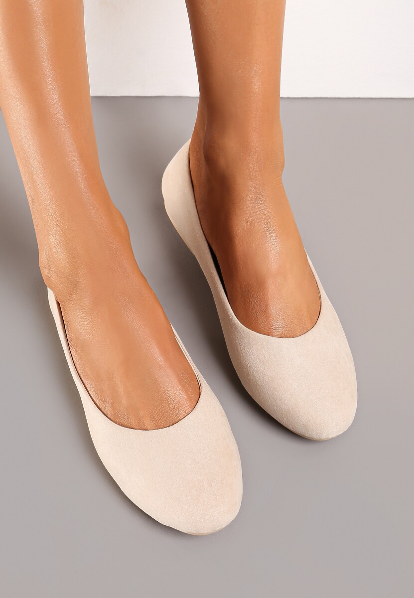 Czarne Klasyczne Balerinki z Ekozamszu z Okrągłym Noskiem Harneli