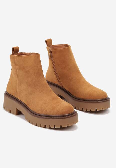 Brązowe Botki na Platformie w Stylu Sztybletów Erisiana