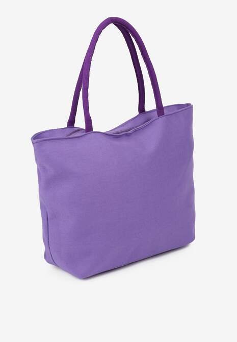 Ciemnofioletowa Torebka Letnia z Napisem z Rączkami Wikazia