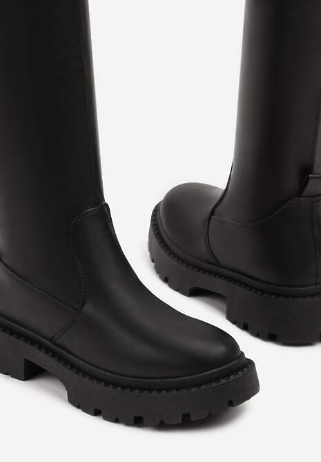 Czarne Kozaki Vices z Przylegającą Cholewką w Klasycznym Stylu Olexina