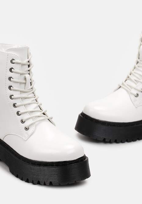 Białe Botki w Stylu Workerów na Platformie Maialen