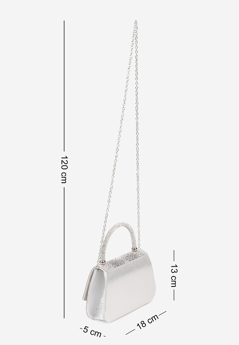 Srebrna Torebka Kopertówka z Cyrkoniami i Rączką Denive