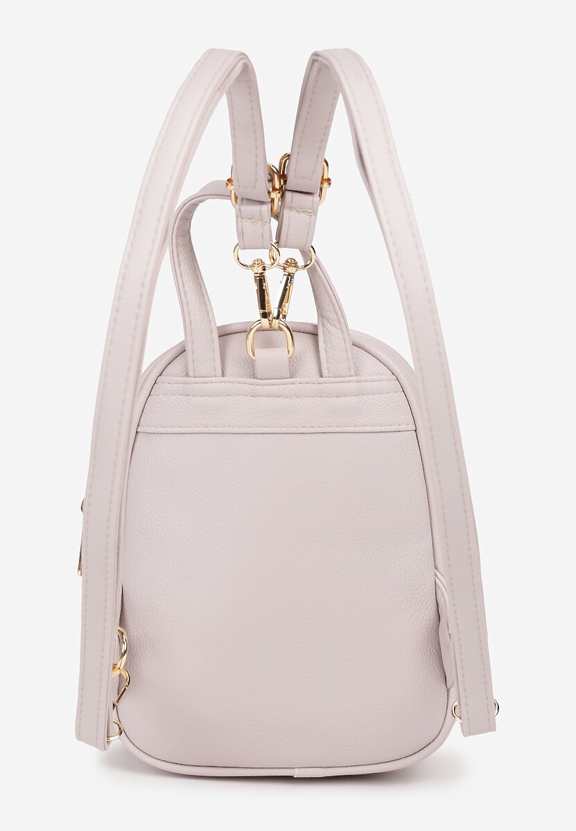 Beżowy  Casualowy Plecak z Regulowanymi Odpinanymi Paskami Nelarise