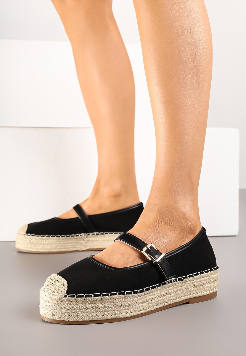 Niebieskie Espadryle z Plecionką i Paskiem Fevolise