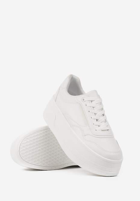 Białe Sneakersy na Platformie Ozdobionej Tłoczeniem Vaiviera