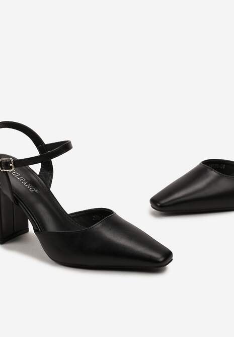 Czarne Eleganckie Czółenka na Słupku z Zakrytym Noskiem Devana