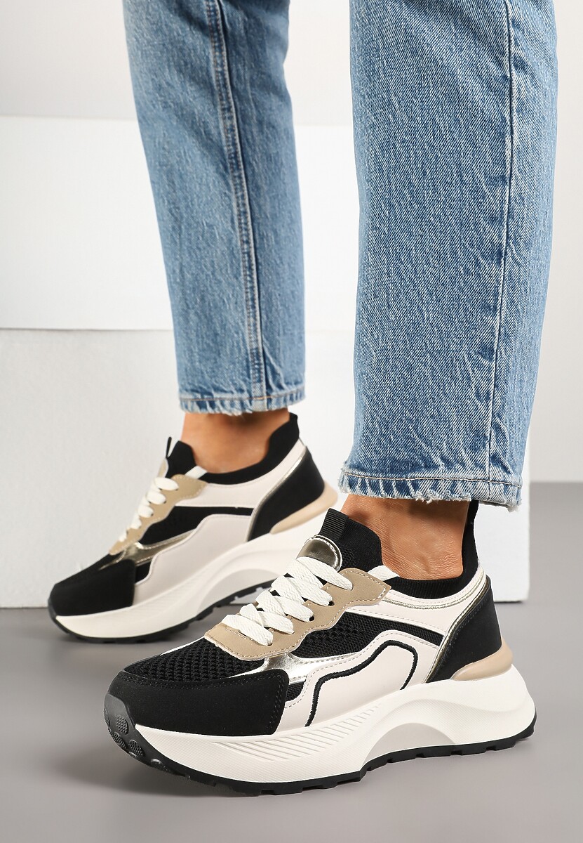 Czarne Sneakersy Streetwearowe na Piankowej Podeszwie Aillifia