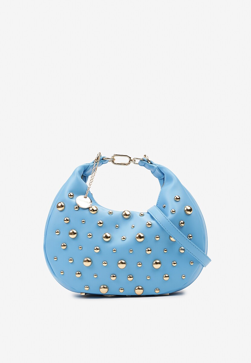 Niebieska Mała Torebka ze Zdobieniem i Odpinanym Paskiem Wyneth