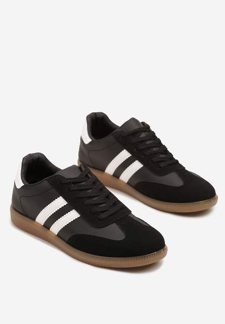 Czarne Sneakersy Typu Kultowe Tenisówki Zdobione Przeszyciami Remiana