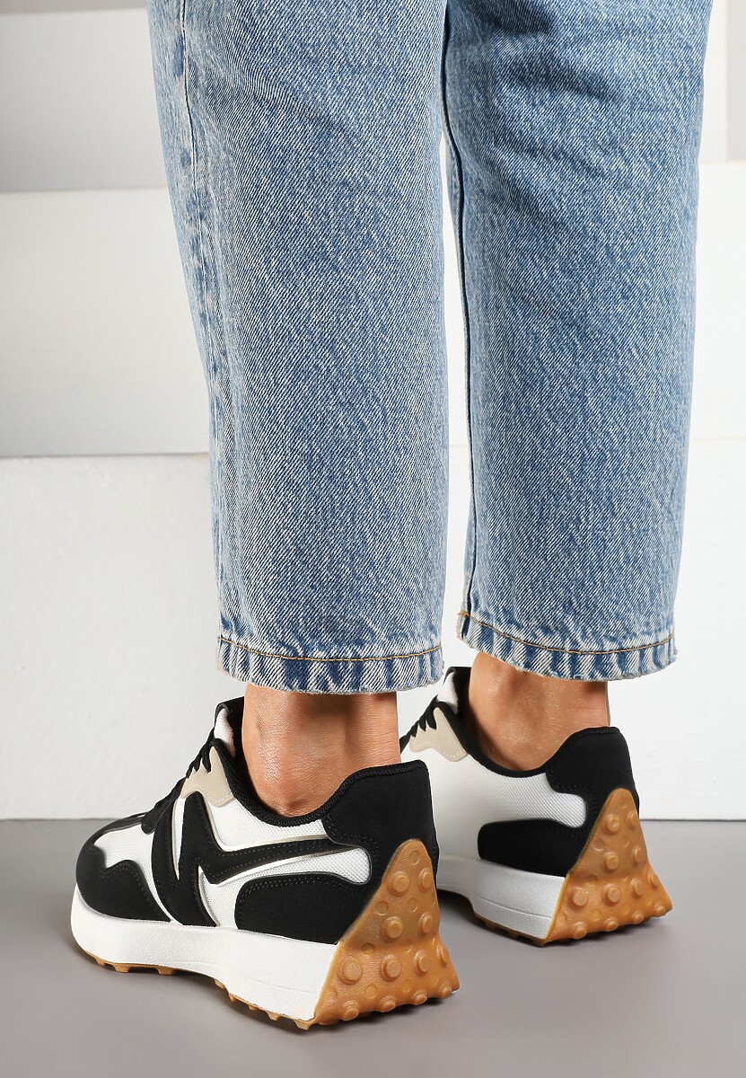 Czarne Sneakersy Ozdobione Geometrycznym Motywem Zdivena