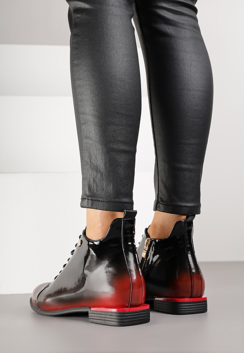 Czarno-Czerwone Botki Trzewiki Lakierowane Vices Jovilie