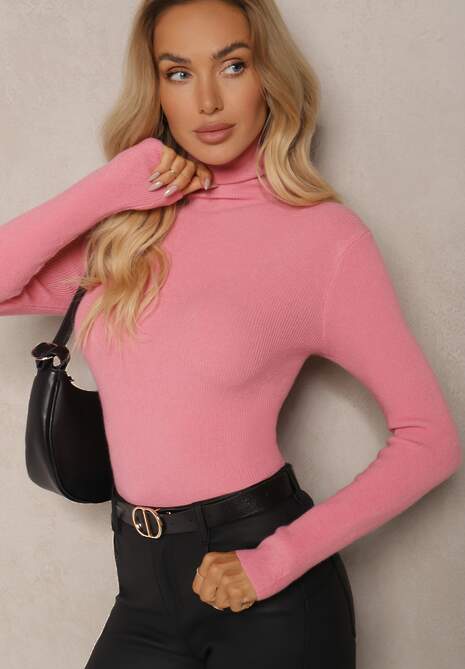 Różowy Golf z Wełną w Klasycznym Stylu Florinelle