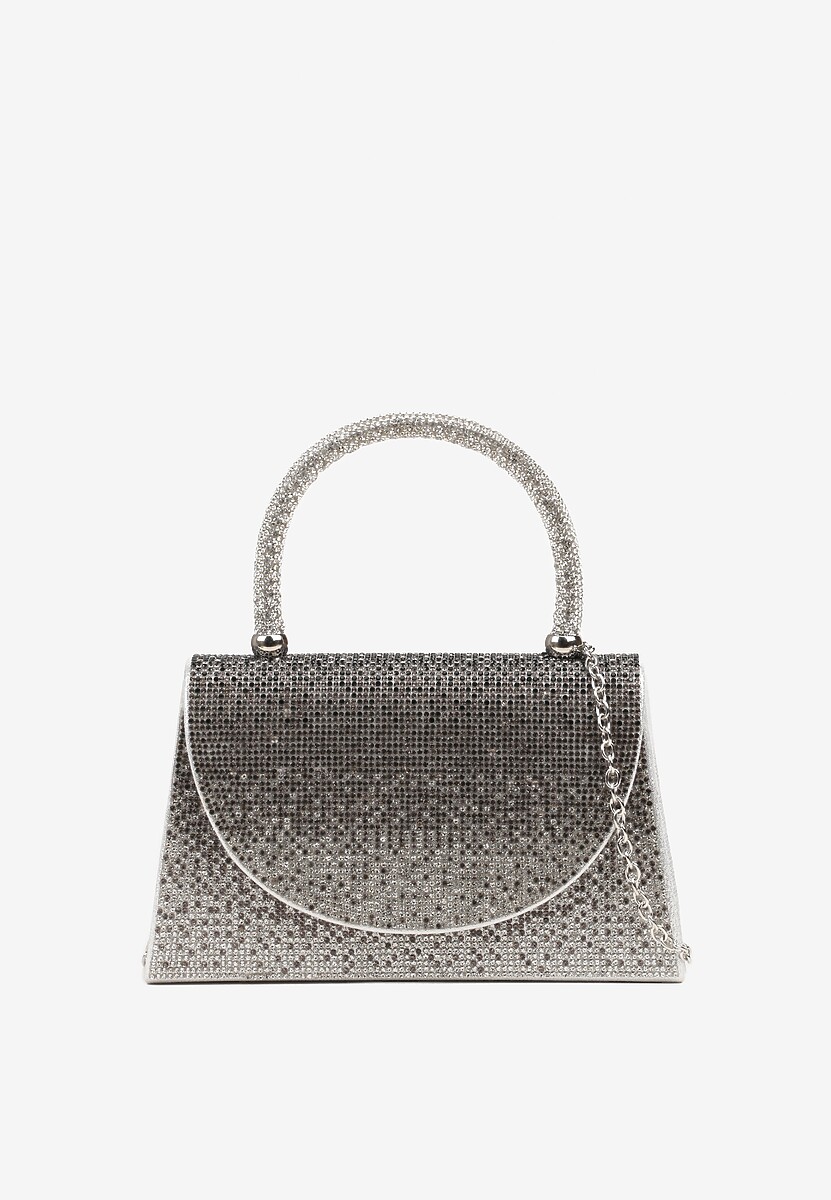 Złota Torebka Kopertówka z Rączką Ozdobiona Cyrkoniami Devola