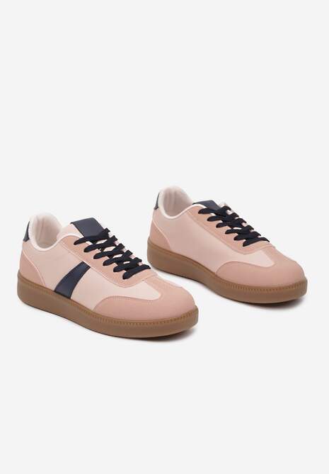 Różowo-Granatowe Sneakersy Tenisówki z Geometrycznym Wzorem Hanivra