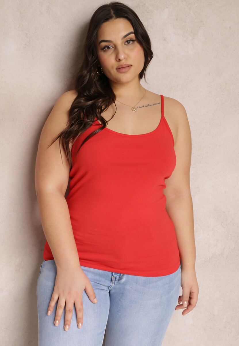 Czerwony Bawełniany Top na Regulowanych Ramiączkach Resalio