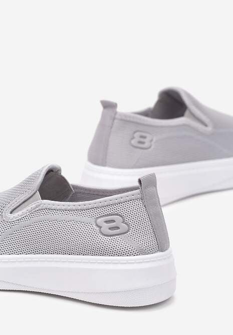 Szare Tenisówki na Platformie bez Zapięcia Ozdobione z Przodu Perforacją Prinesa