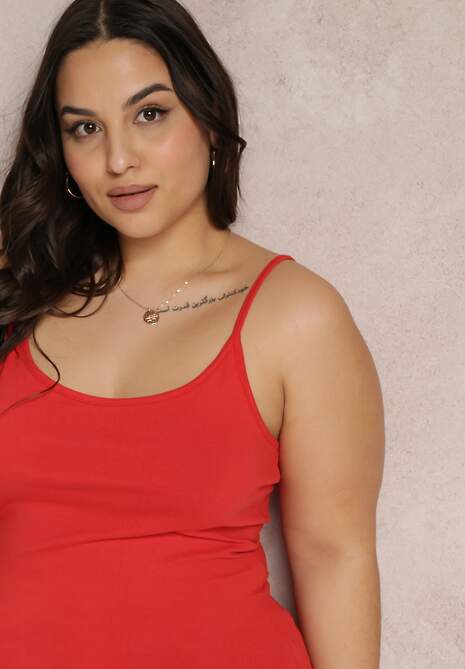 Czerwony Bawełniany Top na Regulowanych Ramiączkach Resalio