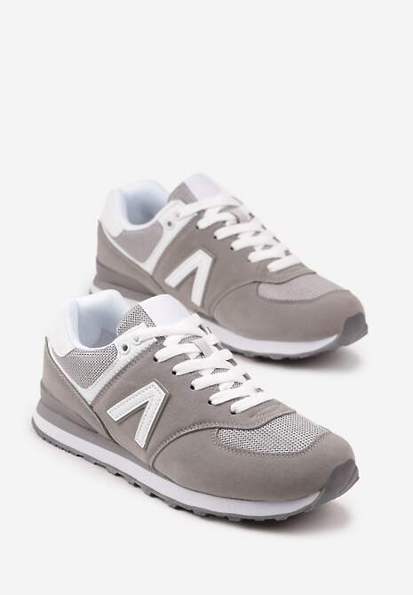 Szare Sneakersy Ozdobione Geometrycznym Motywem Rilenessa