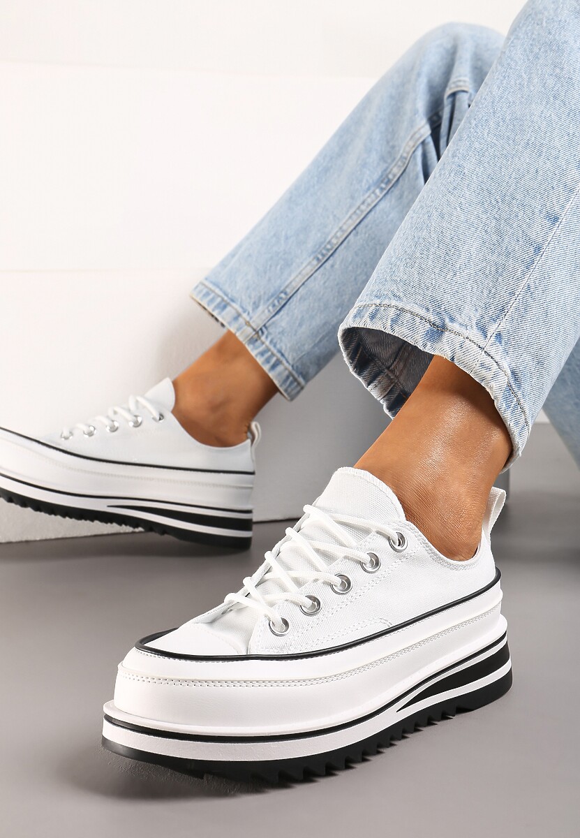 Niebieskie Trampki na Masywnej Platformie z Cholewką przed Kostkę Ableeva