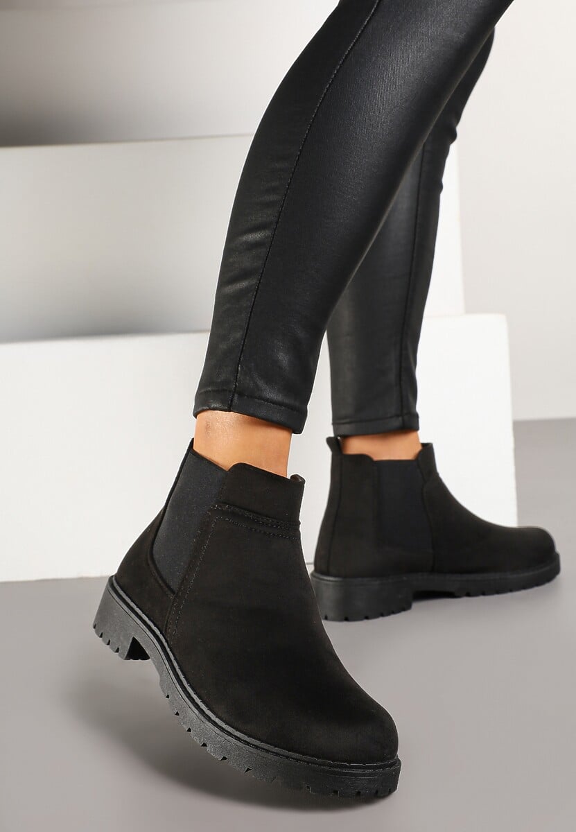 Czarne Zamszowe Botki Hillridge