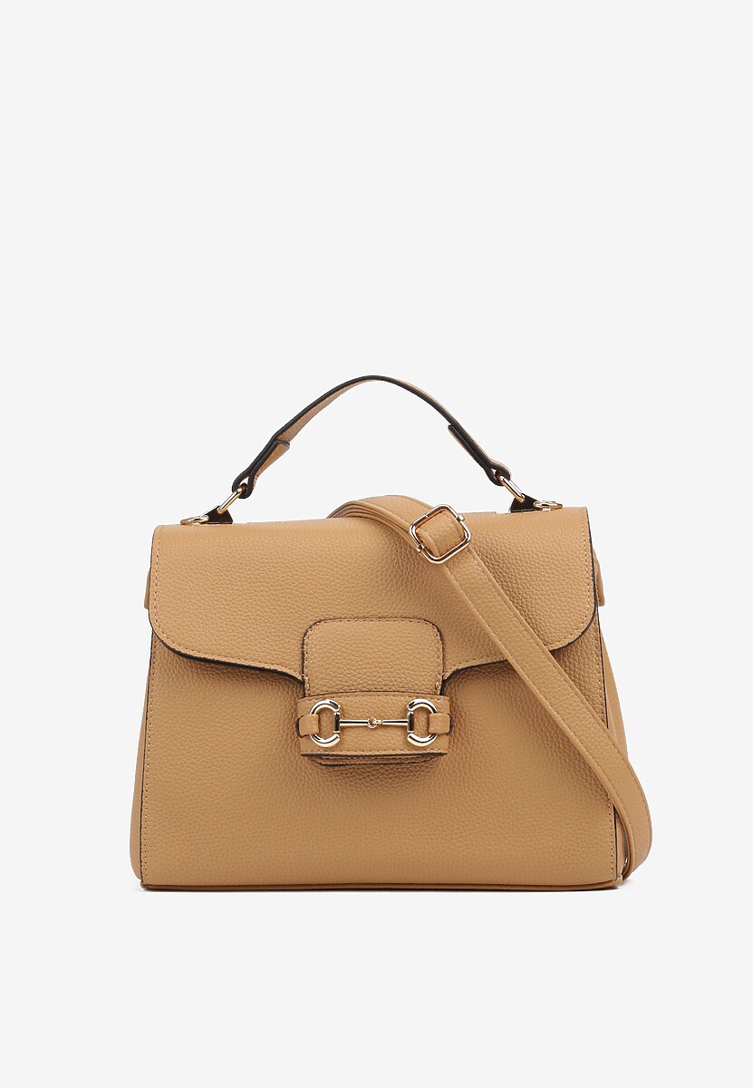 Czarna Torebka Typu Listonoszka z Rączką i Klapą z Aplikacją Alatiela