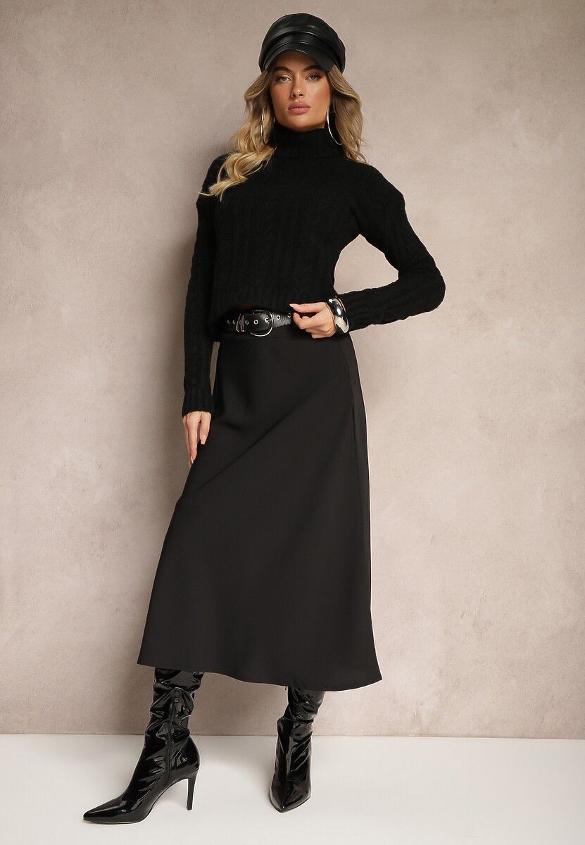 Bordowa Casualowa Rozkloszowana Spódnica Dorilena